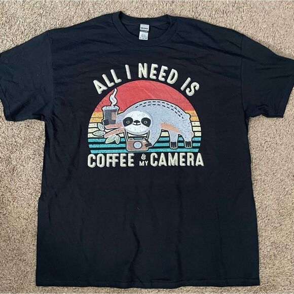 Gildan Heavy Cotton black sloth short sleeve crew neck graphic tshirt ladies xl - Picture 1 of 3